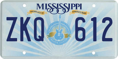 MS license plate ZKQ612