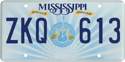 MS license plate ZKQ613