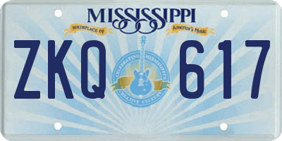 MS license plate ZKQ617