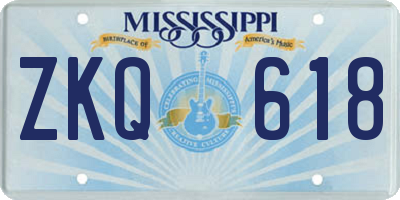 MS license plate ZKQ618