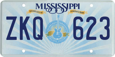 MS license plate ZKQ623