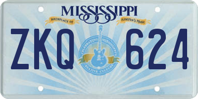 MS license plate ZKQ624
