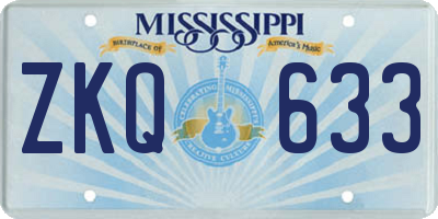 MS license plate ZKQ633