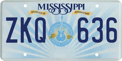 MS license plate ZKQ636