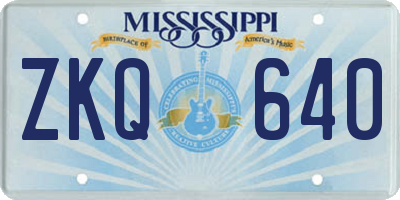 MS license plate ZKQ640