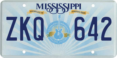 MS license plate ZKQ642