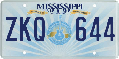 MS license plate ZKQ644