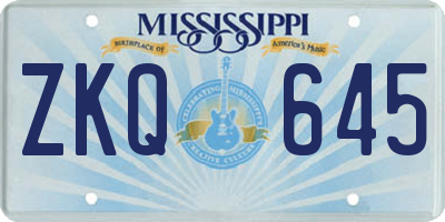 MS license plate ZKQ645