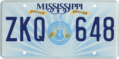 MS license plate ZKQ648