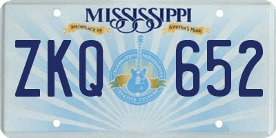 MS license plate ZKQ652