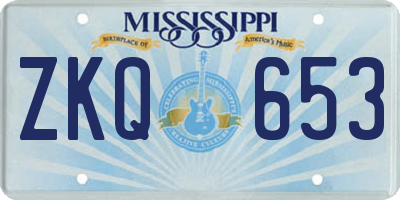 MS license plate ZKQ653