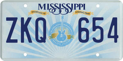 MS license plate ZKQ654