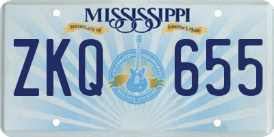 MS license plate ZKQ655