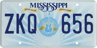 MS license plate ZKQ656