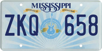MS license plate ZKQ658