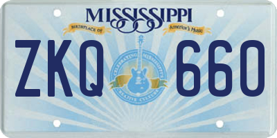 MS license plate ZKQ660