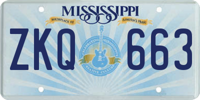 MS license plate ZKQ663