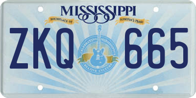 MS license plate ZKQ665