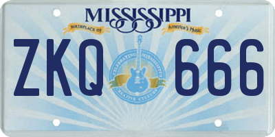 MS license plate ZKQ666