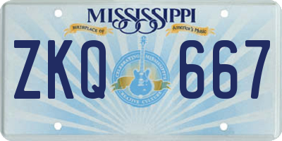 MS license plate ZKQ667
