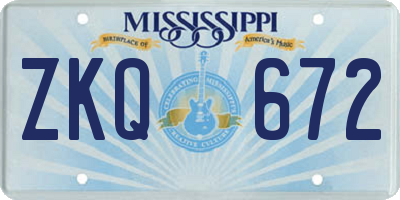 MS license plate ZKQ672