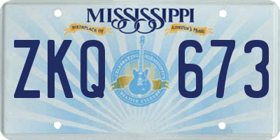 MS license plate ZKQ673