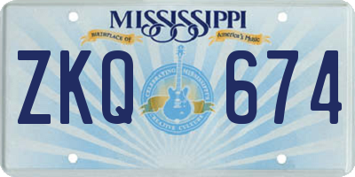 MS license plate ZKQ674