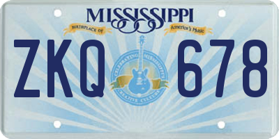 MS license plate ZKQ678