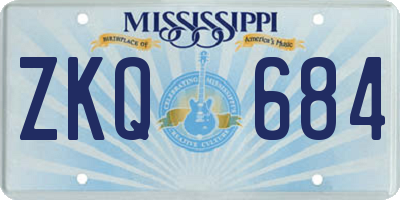 MS license plate ZKQ684