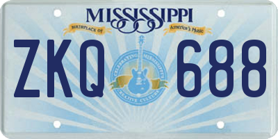 MS license plate ZKQ688