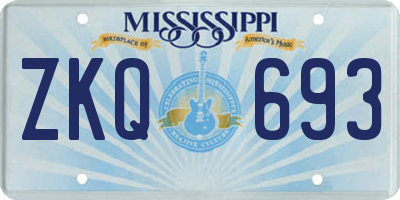 MS license plate ZKQ693