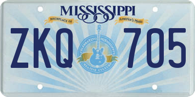 MS license plate ZKQ705