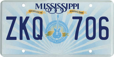 MS license plate ZKQ706