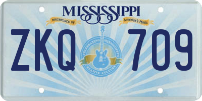 MS license plate ZKQ709