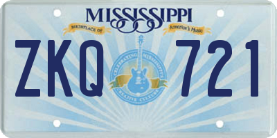 MS license plate ZKQ721