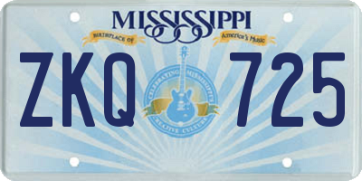 MS license plate ZKQ725