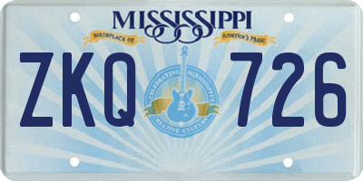 MS license plate ZKQ726