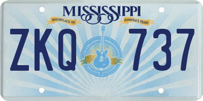 MS license plate ZKQ737