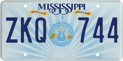 MS license plate ZKQ744