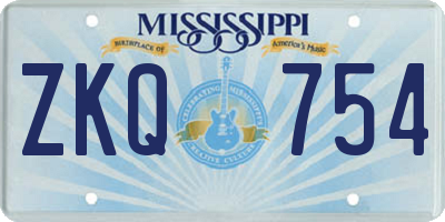 MS license plate ZKQ754
