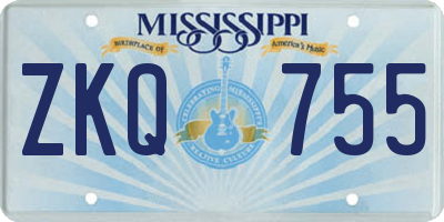 MS license plate ZKQ755