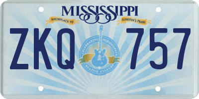 MS license plate ZKQ757