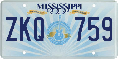 MS license plate ZKQ759