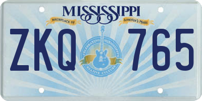 MS license plate ZKQ765