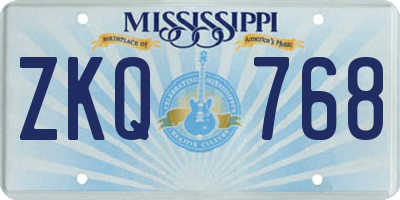 MS license plate ZKQ768
