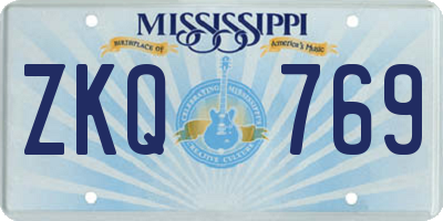 MS license plate ZKQ769