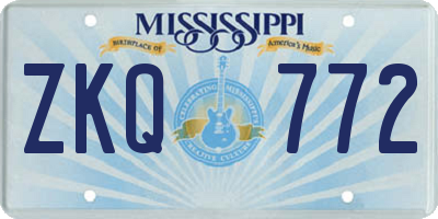 MS license plate ZKQ772