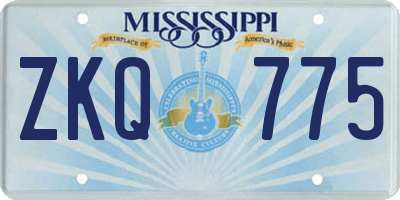 MS license plate ZKQ775