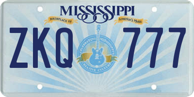 MS license plate ZKQ777