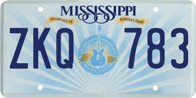 MS license plate ZKQ783